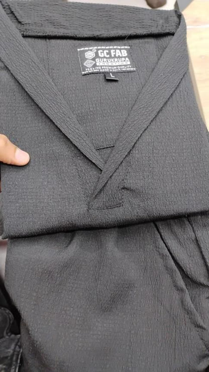 Men's Crinkled Co-Ord Set Black