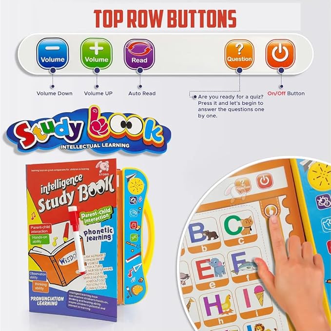 Kids Intelligence Book, Phonic learning with English Letters & Words, poems, relations & much more Learning with figures & voices
