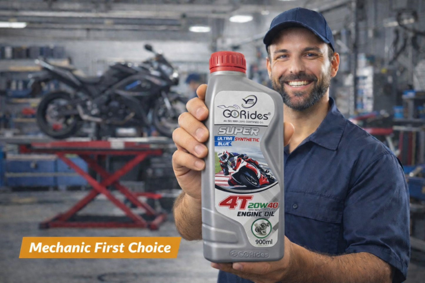 YS Go Rides Super 4T 20W-40 Ultra Fully Synthetic Blue Bike Engine Oil | Advanced Motorcycle Protection 900 ml