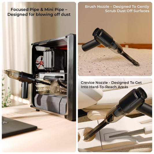 Xech | 9000Pa Turbo Suction Cleaner | Cordless & Compact Design | Dual Function for Car, Home, office  & More