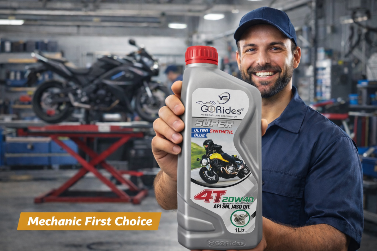 YS Go Rides Super 4T 20W-40 Ultra Fully Synthetic Blue Bike Engine Oil | Advanced Motorcycle Protection 1ltr