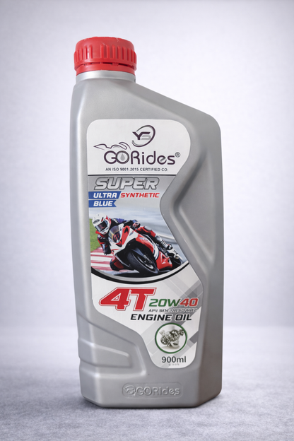 YS Go Rides Super 4T 20W-40 Ultra Fully Synthetic Blue Bike Engine Oil | Advanced Motorcycle Protection 900 ml